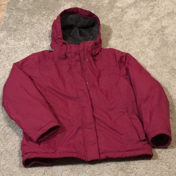 Preowned Bean Women's nylon fleece lined hooded jacket